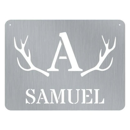 Antler Plaque Monogram Customized Metal Signs, Custom Metal Sign, Custom Signs, Metal Sign, Metal Laser Cut Metal Signs Custom Gift Ideas