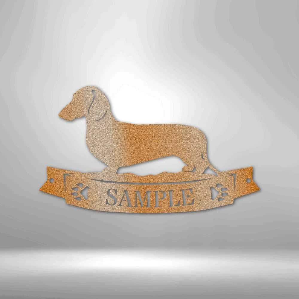 Personalized Dachshund Banner Monogram Metal Wall Sign Kennel Personalized Dog Wall Art