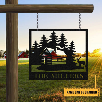 Personalized Family Name Deer Hunting Hunter Metal Sign Monogram, Custom Outdoor Farm, Cabin, Lodge, Camp, Metal Laser Cut Metal Signs Custom Gift Ideas