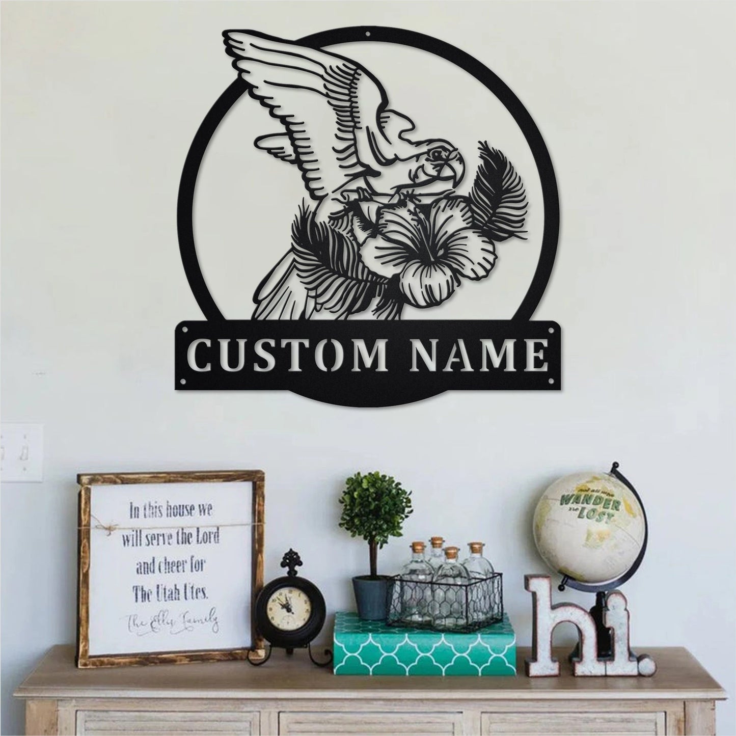 Parrot With Tropical Personalized Metal Sign, Parrot Metal Wall Art, Parrot Metal Wall Decor, Parrot Lover Gift, Parrot Decoration Laser Cut Metal Signs Custom Gift Ideas