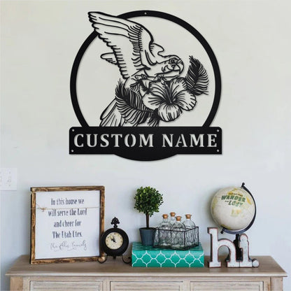 Parrot With Tropical Personalized Metal Sign, Parrot Metal Wall Art, Parrot Metal Wall Decor, Parrot Lover Gift, Parrot Decoration Laser Cut Metal Signs Custom Gift Ideas
