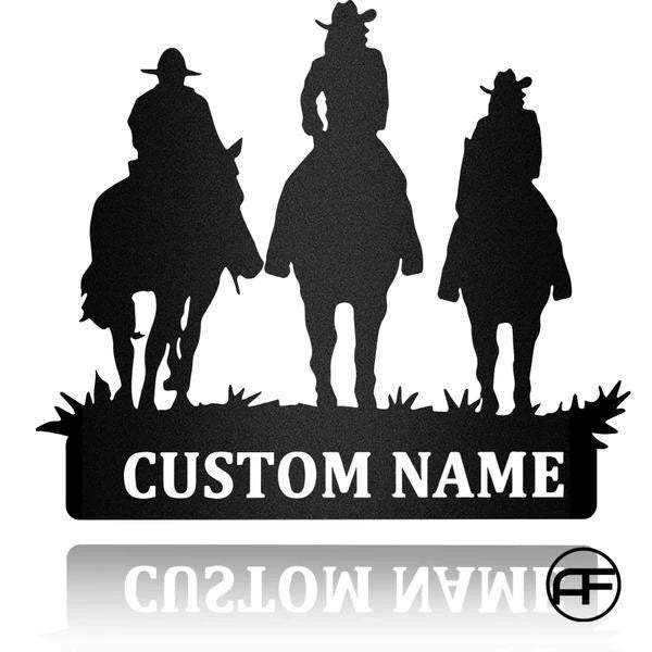 Up To 3 Kids Mother And Kids Riding Horse Metal Wall Art Farmhouse Decor Metal Wall Art Laser Cut Metal Signs Custom Gift Ideas