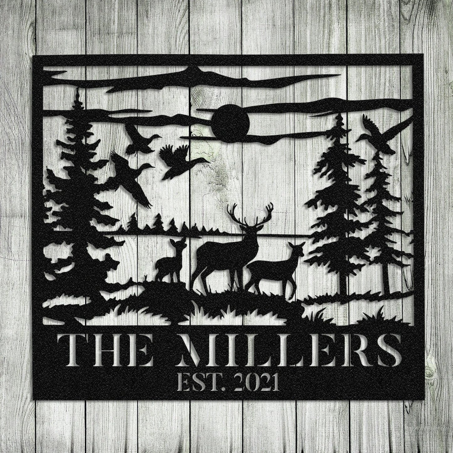 Deer Hunting Hunter Metal Sign Monogram, Custom Outdoor Farm, Cabin, Lodge, Camp, Wall Decor, Metal Laser Cut Metal Signs Custom Gift Ideas