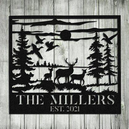 Deer Hunting Hunter Metal Sign Monogram, Custom Outdoor Farm, Cabin, Lodge, Camp, Wall Decor, Metal Laser Cut Metal Signs Custom Gift Ideas