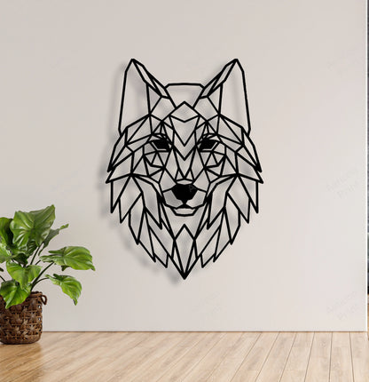 Geometric Wolf Metal Art, Wall Decor, Nature Art, Metal Laser Cut Metal Signs Custom Gift Ideas