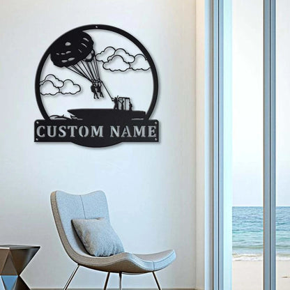 Personalized Paragliding Monogram Metal Sign Art , Custom Paragliding Metal Sign, Paragliding Sport Lover Sign Decoration For Living Room, Laser Cut Metal Signs Custom Gift Ideas