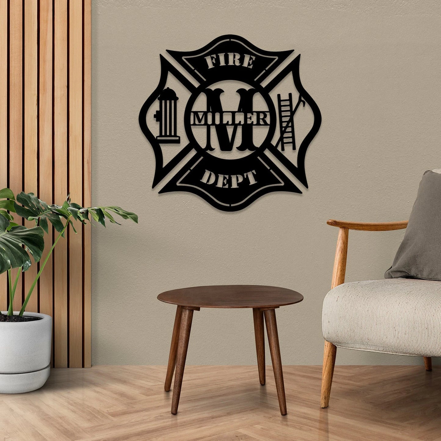 Personalized Name Fire Dept Firefighter Metal Wall Decor, Gift For Fireman, Metal Laser Cut Metal Signs Custom Gift Ideas