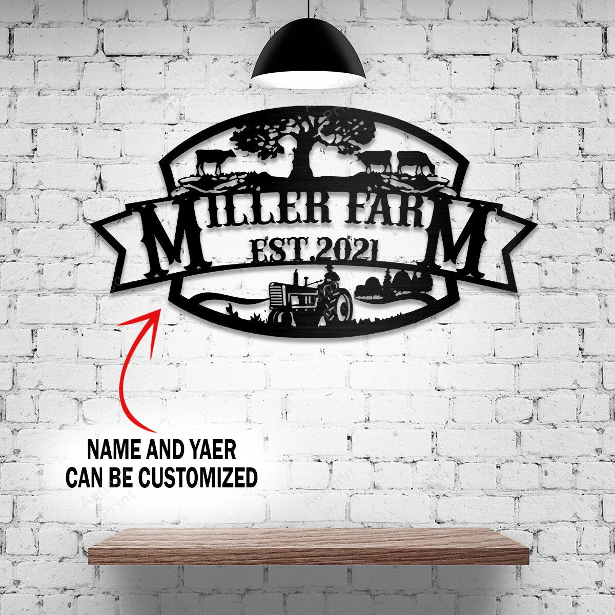 Personalized Metal Farm Sign Cow Tractor Monogram, Metal Laser Cut Metal Signs Custom Gift Ideas