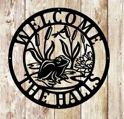 Personalized Frog Family Name Sign Metal Wall Decor Monogram Name Ocean Sign Personalized Outdoor Decor