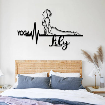 Yoga Girl Metal Sign, Custom Yoga Studio, Home Wall Decor, Wedding, Anniversary Art Gift For Her, Metal Laser Cut Metal Signs Custom Gift Ideas