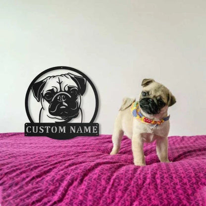 Personalized Pug Monogram Metal Wall Decor, Cut Metal Sign, Metal Wall Art, Metal House Sign, Metal Laser Cut Metal Signs Custom Gift Ideas