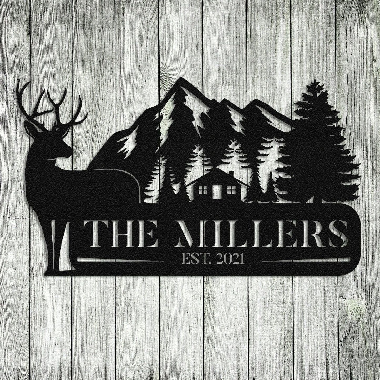 Personalized Family Name Deer Hunting Hunter Metal Sign, Custom Outdoor Farm, Cabin, Lodge, Camp, Metal Laser Cut Metal Signs Custom Gift Ideas