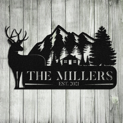 Personalized Family Name Deer Hunting Hunter Metal Sign, Custom Outdoor Farm, Cabin, Lodge, Camp, Metal Laser Cut Metal Signs Custom Gift Ideas