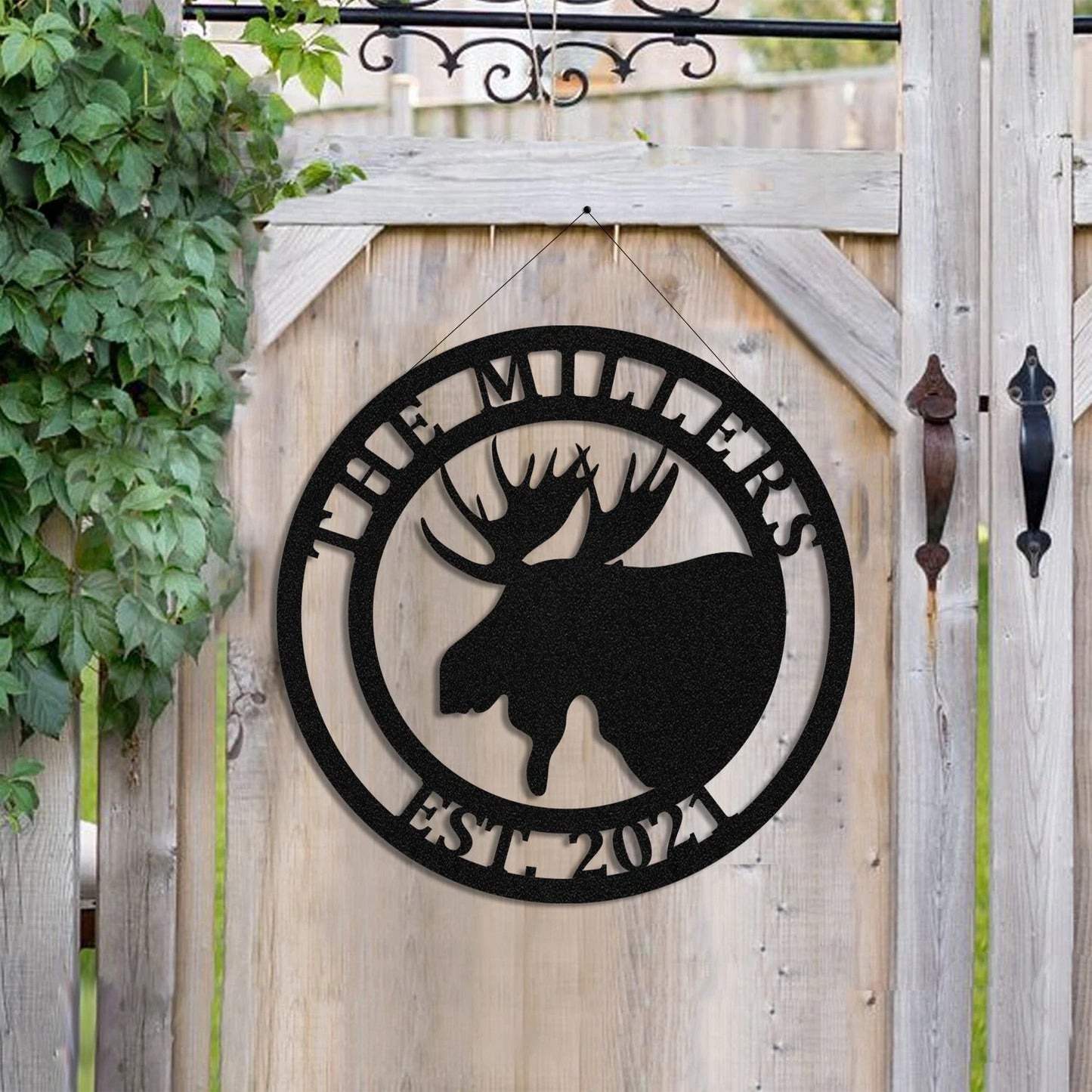 Personalized Family Name Moose Deer Hunting Hunter Metal Sign, Metal Laser Cut Metal Signs Custom Gift Ideas