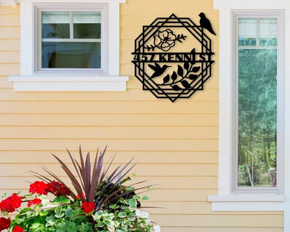 Custom Bird, Flower, & Branch Sign ,custom Flower, Garden Gift, Name, Home Dcor, Bird, Flower Laser Cut Metal Signs Custom Gift Ideas