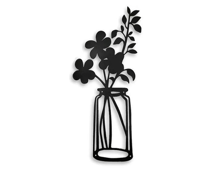 Metal Flowers Wall Decor Metal Wall Sculpture for Patio Balcony Black Metal Wall Decor Art for Living Room Bathroom Bedroom Dining Room