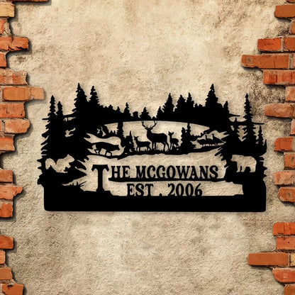 Personalized Family Name Turkey Bear Deer Hunting Metal Sign, Metal Laser Cut Metal Signs Custom Gift Ideas