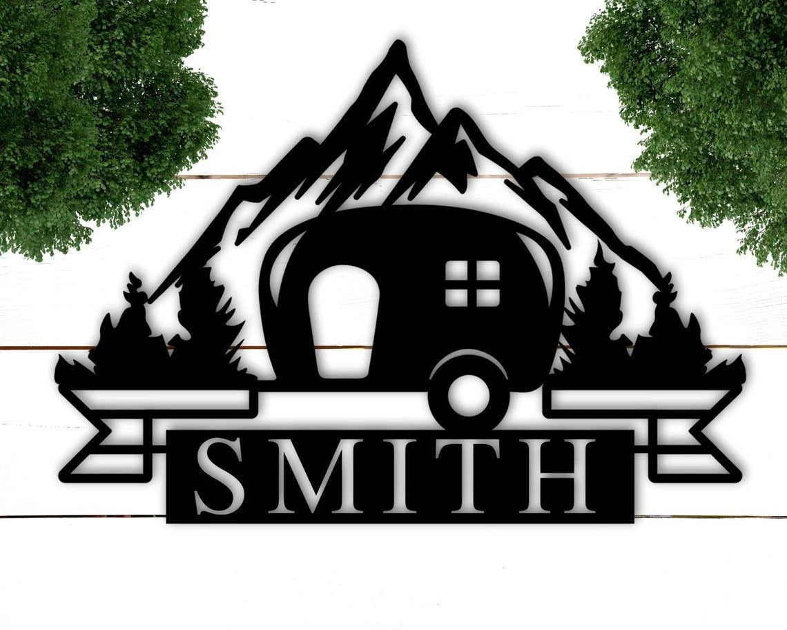 Personalized Static Caravan Metal Signs With Custom Name, Cut Metal Sign, Metal Wall Art, Metal House Sign, Metal Laser Cut Metal Signs Custom Gift Ideas