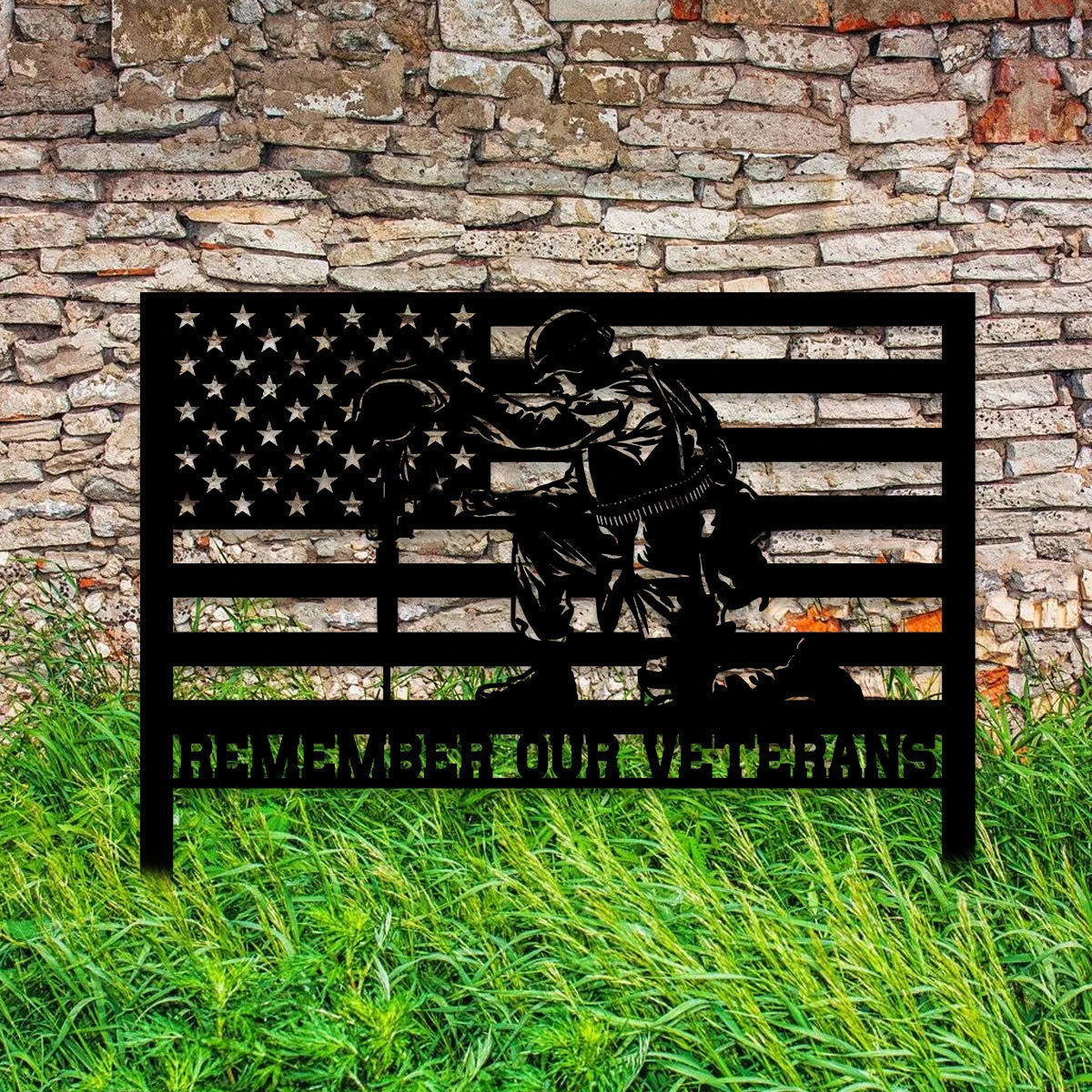 Personalized Remember Our Veteran Metal Sign, Veterans Day Gift For Proud Soldiers, Metal Laser Cut Metal Signs Custom Gift Ideas