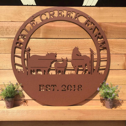 Bird Horse Cow Donkey Ranch Sign Cut Metal Sign Metal House Sign