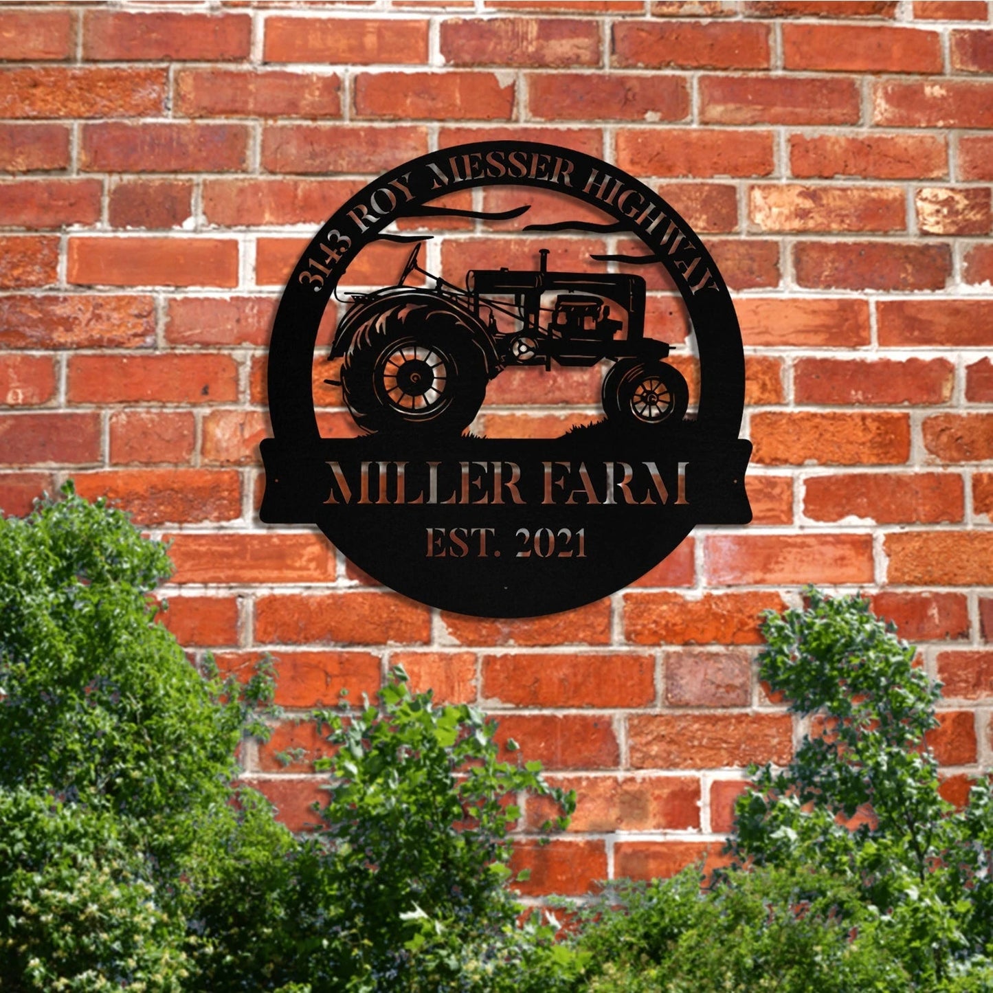 Personalized Metal Farm Sign Tractor Monogram Custom Outdoor Farmhouse Front Gate Entry Road Wall Decor Art Gift
