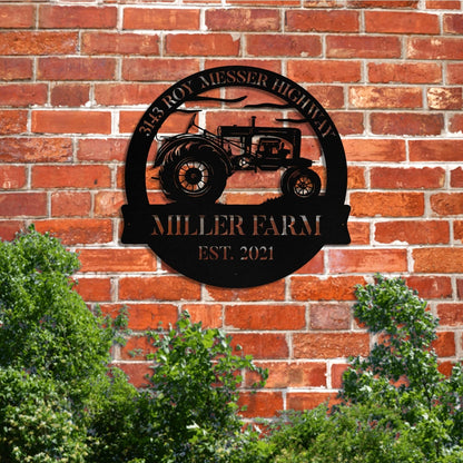 Personalized Metal Farm Sign Tractor Monogram Custom Outdoor Farmhouse Front Gate Entry Road Wall Decor Art Gift