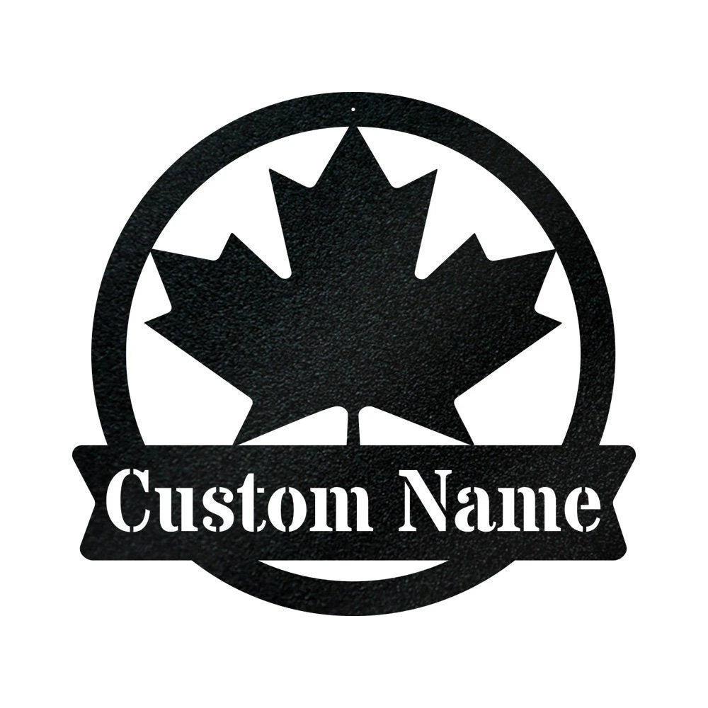 Maple Leaf Monogram Canada Metal Sign Personalized Maple Leaf Monogram Sign Family Address Sign Family Sign Canadian Gift
