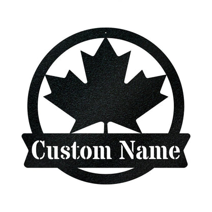 Maple Leaf Monogram Canada Metal Sign Personalized Maple Leaf Monogram Sign Family Address Sign Family Sign Canadian Gift