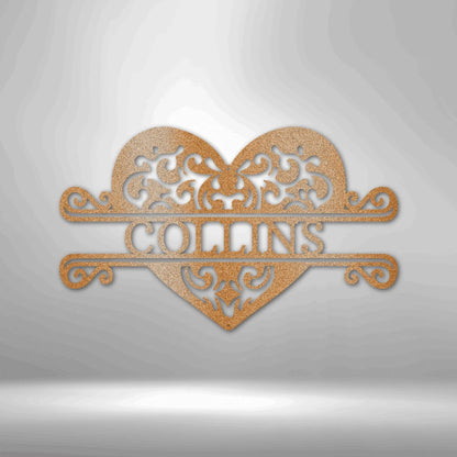 Personalized Fancy Heart Monogram Steel Art Wall Decor Metal Name Sign Laser Cut Metal Signs Custom Gift Ideas