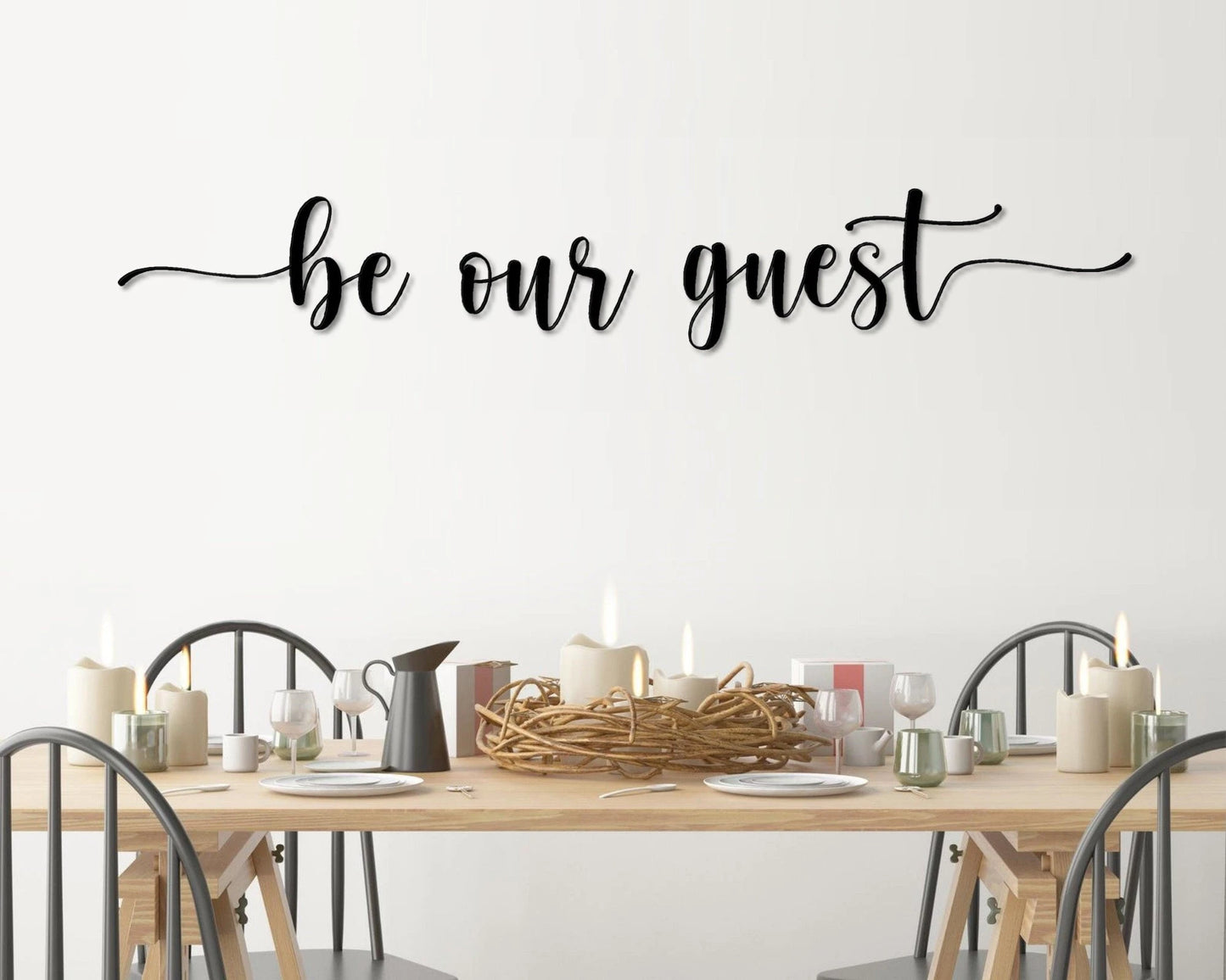 Be Our Guest Metal Word Art, Honey Script Word Art, Indoor Outdoor Be Our Guest Metal Sign, Be Our Guest Metal Wall Art, Farmhouse Decor Laser Cut Metal Signs Custom Gift Ideas