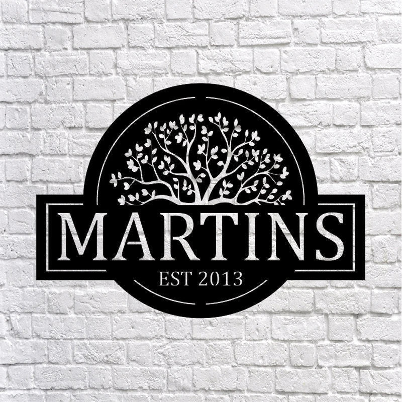 Personalized Family Name Tree Of Life Sign, Metal Wall Decor, Monogram Name Sign, Home Decor, Personalized Tree Of Life Decor, Laser Cut Metal Signs Custom Gift Ideas