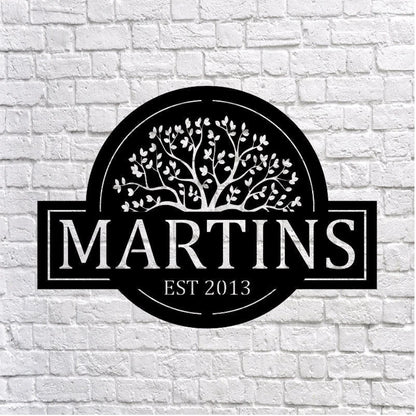 Personalized Family Name Tree Of Life Sign, Metal Wall Decor, Monogram Name Sign, Home Decor, Personalized Tree Of Life Decor, Laser Cut Metal Signs Custom Gift Ideas