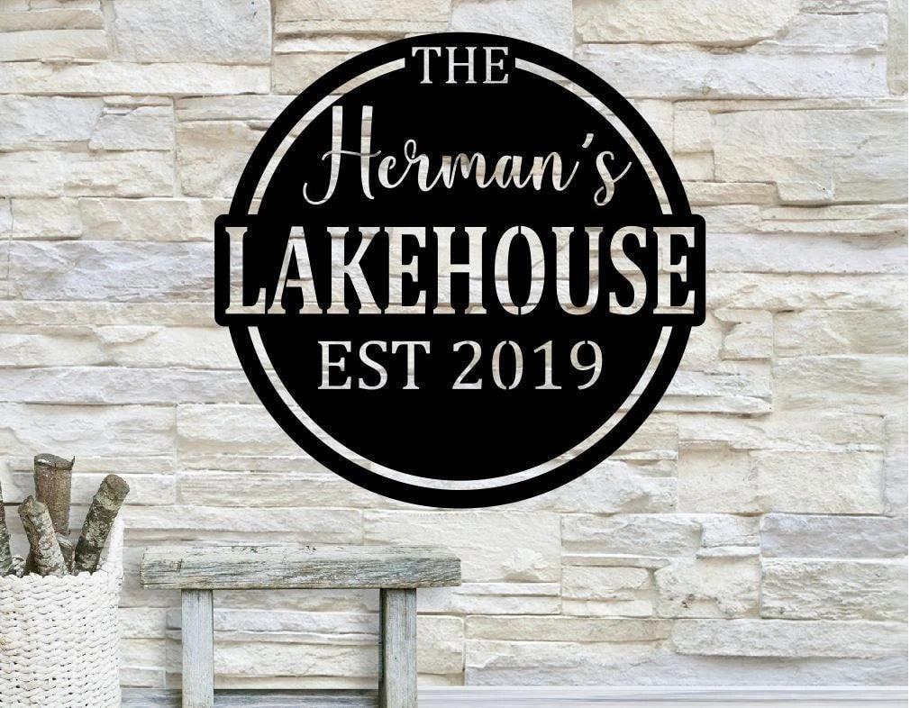 Personalized Family Name Metal Sign, Housewarming Gift, Cottage Lakehouse Sign, Wedding Gift, Metal Monogram Sign, Laser Cut Metal Signs Custom Gift Ideas