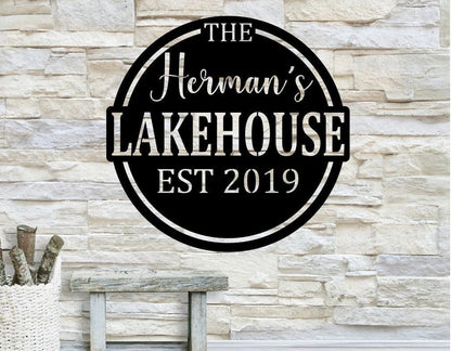 Personalized Family Name Metal Sign, Housewarming Gift, Cottage Lakehouse Sign, Wedding Gift, Metal Monogram Sign, Laser Cut Metal Signs Custom Gift Ideas