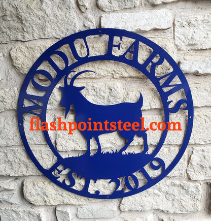 Goat Metal Sign, Established, Custom Goat, Farmer Sign, Personalized, Plasma Cut Steel Sign, Metal Art, Farmhouse Laser Cut Metal Signs Custom Gift Ideas