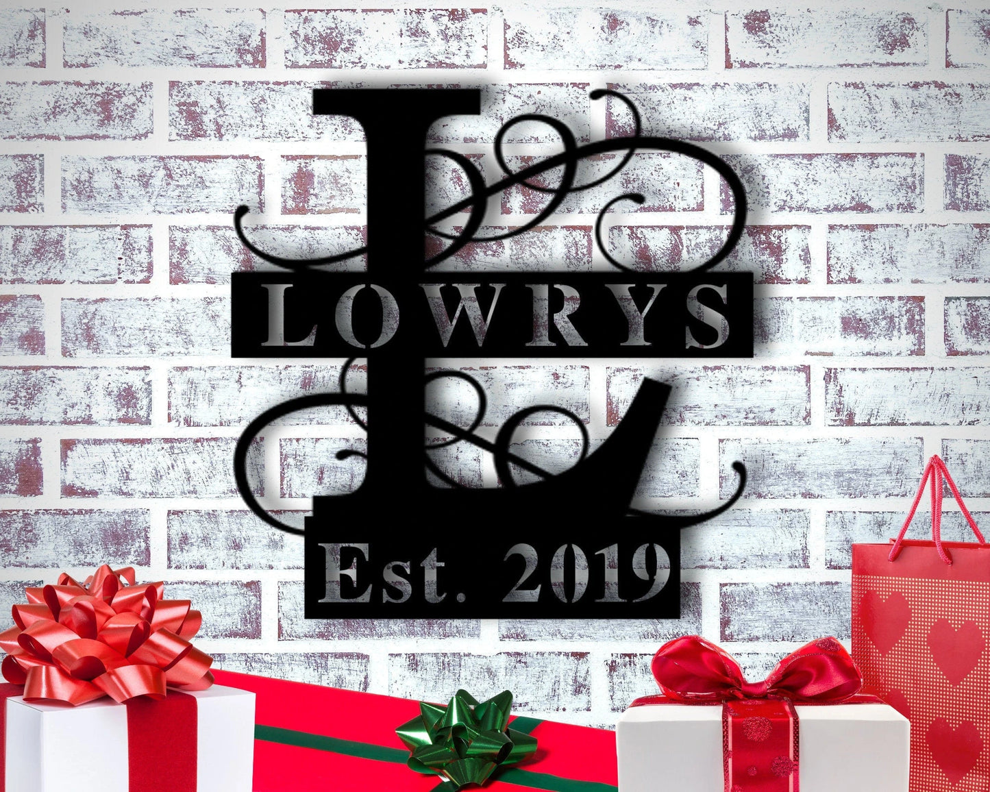 Personalized Family Name Metal Sign Metal Established Family Sign Housewarming Gift Door Hanger Wedding Gift Metal Monogram Sign