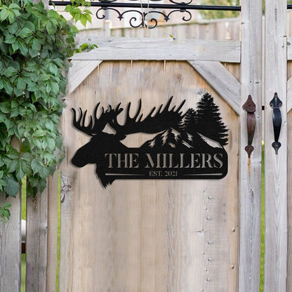 Moose Deer Hunting Hunter Metal Sign Monogram, Custom Outdoor Farm, Cabin, Lodge, Camp, Wall Decor, Metal Laser Cut Metal Signs Custom Gift Ideas