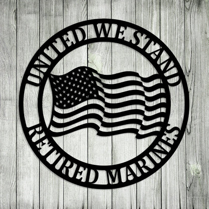 Personalized Retired US Marines Veteran Metal Sign, Metal Laser Cut Metal Signs Custom Gift Ideas