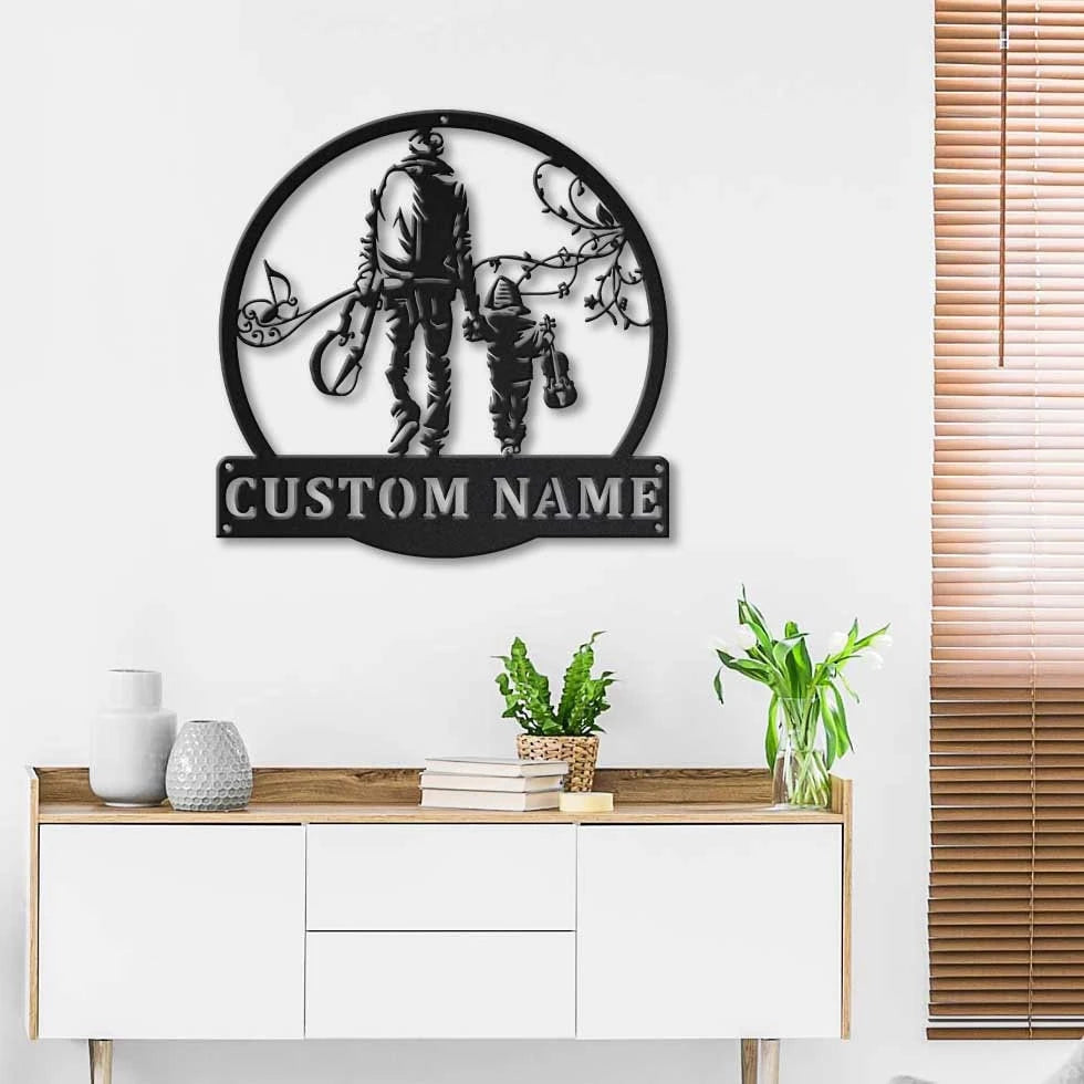Personalized Violin Father And Son Monogram Metal Sign Art, Custom Violin Father And Son Monogram Metal Sign, Violon Gift, Music Gift, Laser Cut Metal Signs Custom Gift Ideas