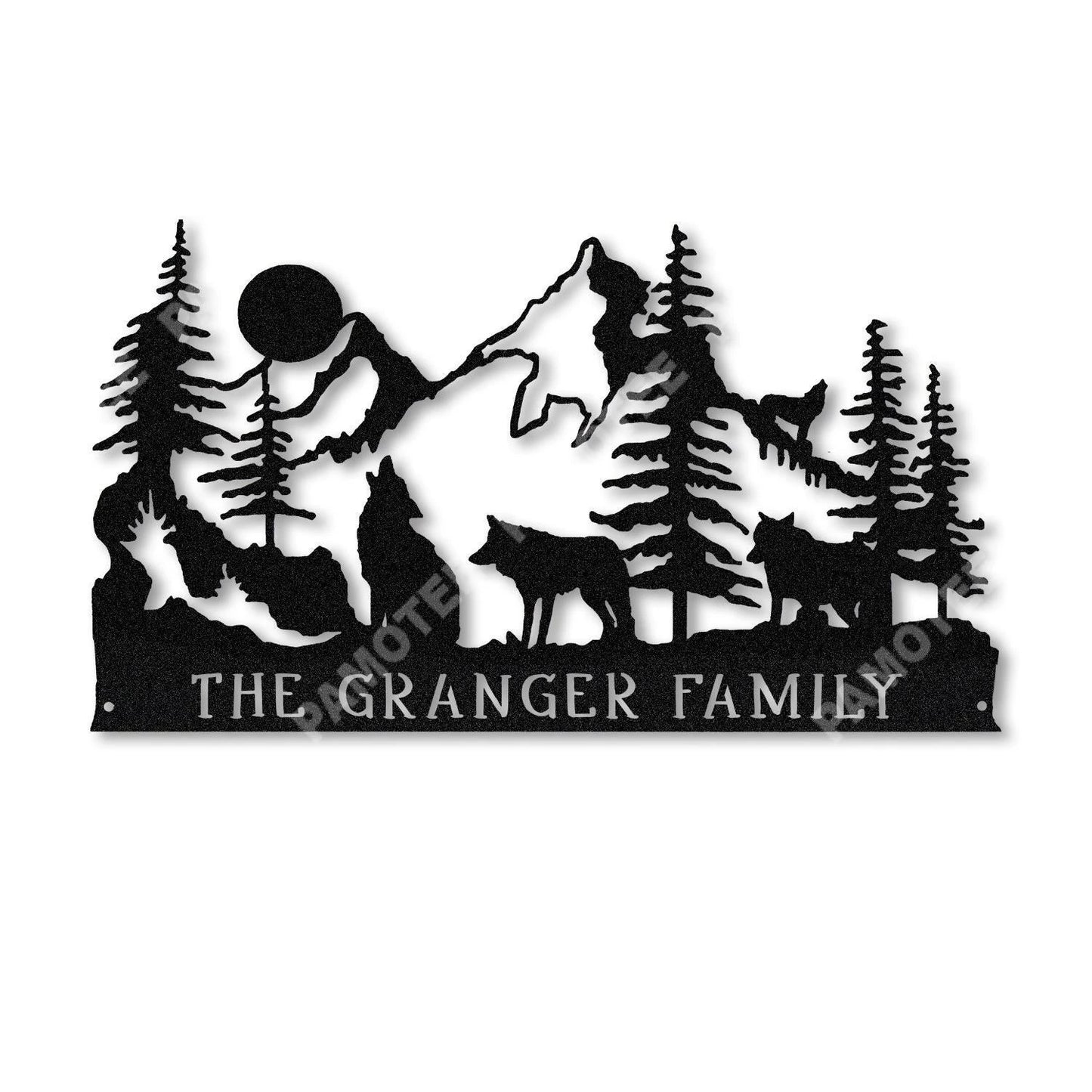 Personalized Howling Wolf And Mountain Forrest Metal Sign, Cabin Decor, Metal Laser Cut Metal Signs Custom Gift Ideas