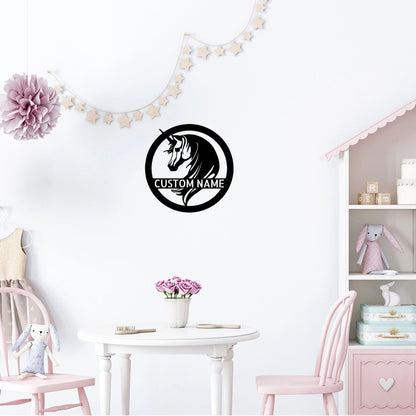 Unicorn Monogram Personalized Wall Steel Sign Birthday Gift For Daughter Granddaughter Girl's Room Laser Cut Metal Signs Custom Gift Ideas