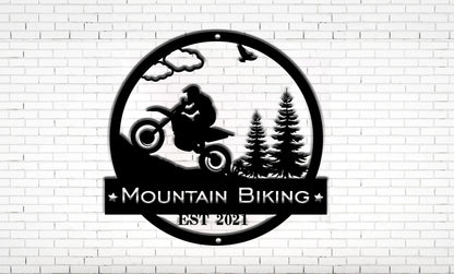 Mountain Biking Sign, Custom Cut Metal Sign, Personalized Gift, Metal Sign, Wall Hangings, Metal Decor, Bike Sign, Metal Bike Wall Art Laser Cut Metal Signs Custom Gift Ideas