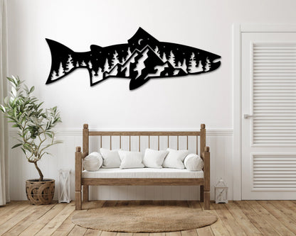 Metal Fish Sign For Outdoors On House, Fishing Lover Wall Sign, Big Fish Welcome Sign,custom Name Sign With Fishing , Monogram, Fishing Sign Laser Cut Metal Signs Custom Gift Ideas