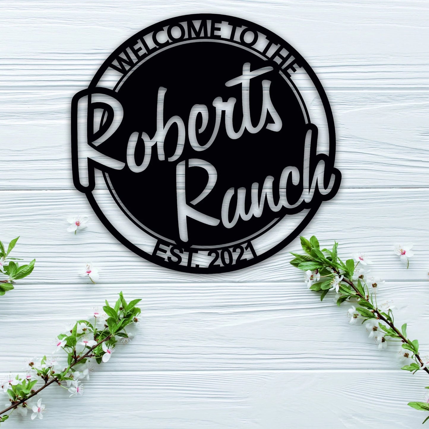 Personalized Welcome To The Ranch With Established Date Metal Sign, Metal Last Name Sign, Personalized Metal Name Sign, Metal Wall Art Decor Laser Cut Metal Signs Custom Gift Ideas