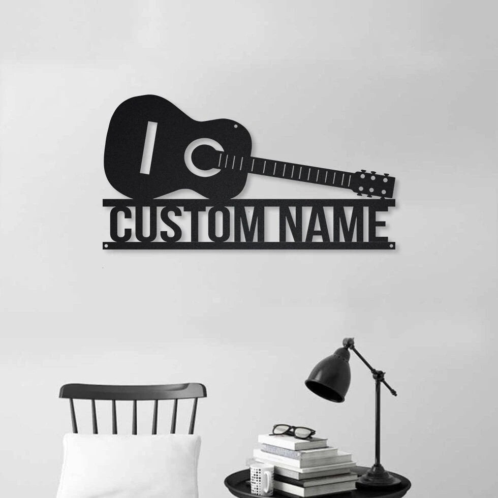 Personalized Guitar Acoustic Metal Sign Art, Guitar Acoustic Metal Wall Art, Bedroom Decor, Custom Guitar Decoration, Laser Cut Metal Signs Custom Gift Ideas