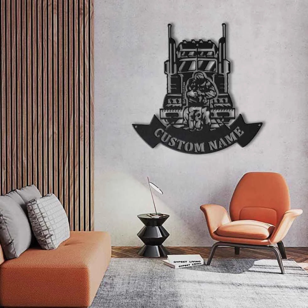Personalized Trucker Dad And Son Monogram Metal Sign Art , Custom Dad And Son Metal Sign, Trucker Lover Sign Decoration For Living Room, Laser Cut Metal Signs Custom Gift Ideas