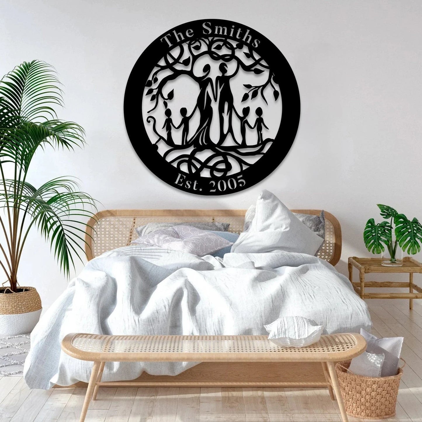 Personalized Husband, Wife And Kids Tree Of Life Metal Sign Laser Cut Metal Signs Custom Gift Ideas