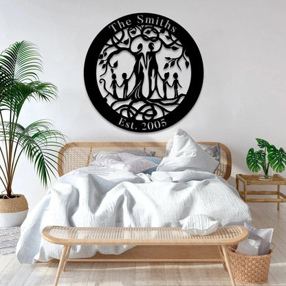Personalized Husband, Wife And Kids Tree Of Life Metal Sign Laser Cut Metal Signs Custom Gift Ideas