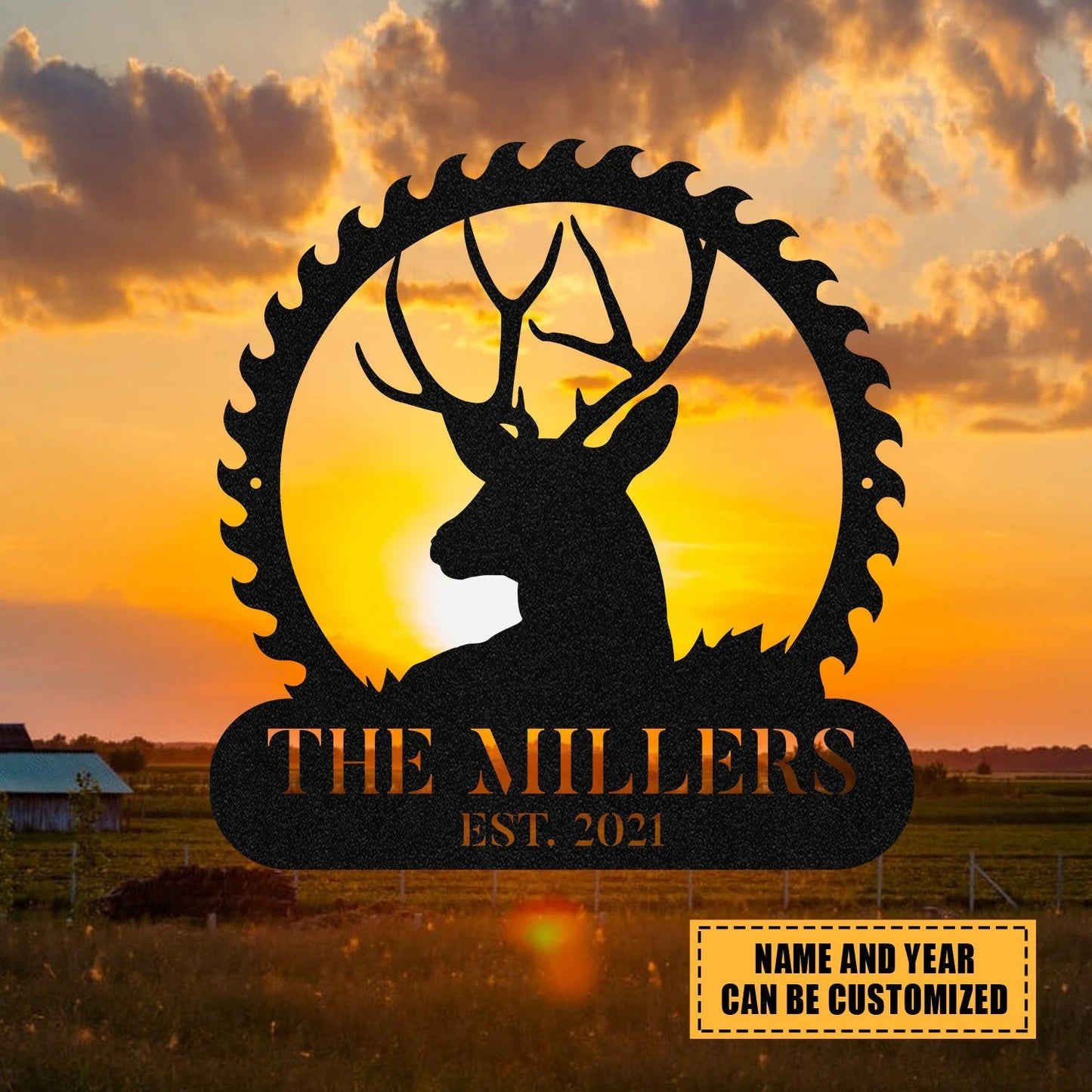 Deer Hunting Metal Sign Monogram, Custom Farm, Cabin, Lodge, Wall Decor, Art Gift For Him, Metal Laser Cut Metal Signs Custom Gift Ideas