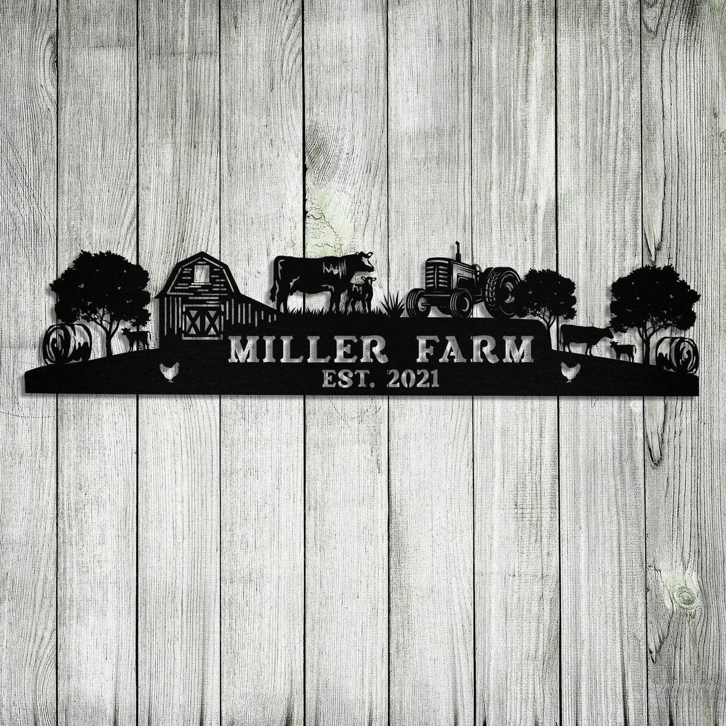 Personalized Metal Farm Sign Barn Cow Tractor Hay Bale Monogram, Metal Laser Cut Metal Signs Custom Gift Ideas